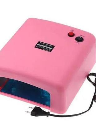 Лампа для маникюра с таймером zh-818. цвет: розовый