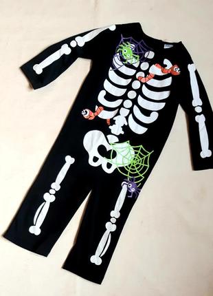 Скелетон tesco карнавальный костюм на halloween на 2-3 года