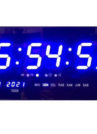 Настенные большые электронные часы LED Digital Clock 4622 Синя...