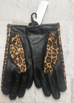 Женские перчатки оригинал new look натуральная кожа леопард