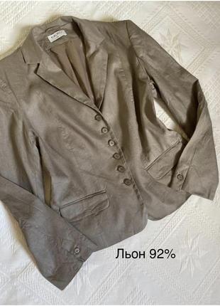 Жакет женский лляной пиджак коричневый kaliko