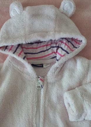 Тепла кофта/куртка з капюшоном для новороджених 62-68 см.