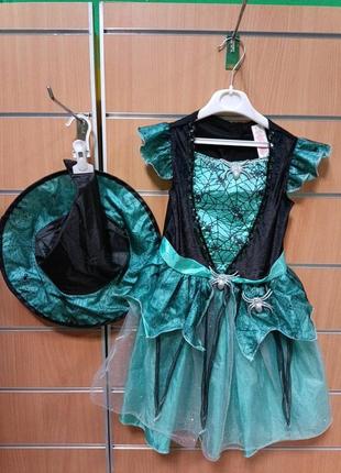 Карнавальный костюм,платье и шляпа ведьмочки