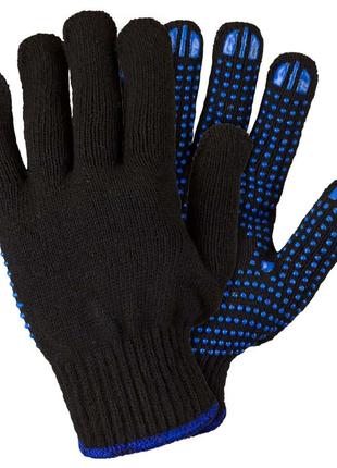 Перчатки трикотажные с ПВХ точкой р10 Оптима (черные) TM SIGMA
