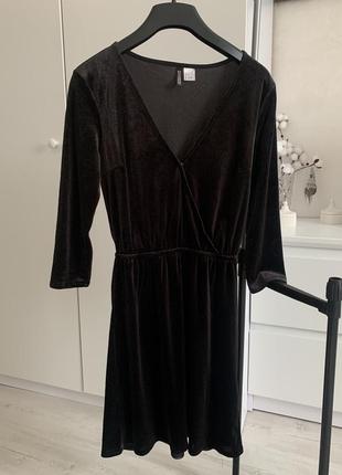 Черное бархатное платье, черное велюровое платье