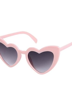 Очки женские солнцезащитные кошачий глаз сердце в розовой оправе