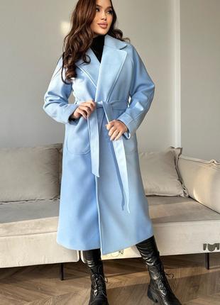 Женское кашемировое пальто голубой