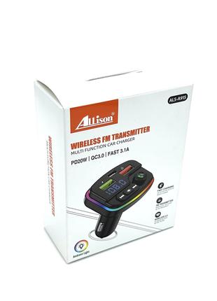 FM модулятор ALS-A915 Bluetooth + зарядка (2USB/PD/20W/3.1A) Ч...