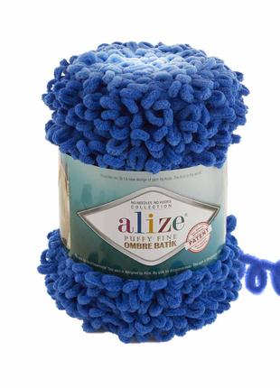ALIZE PUFFY FINE OMBRE BATIK 7280 синяя ализе пуфи файн омбре ...