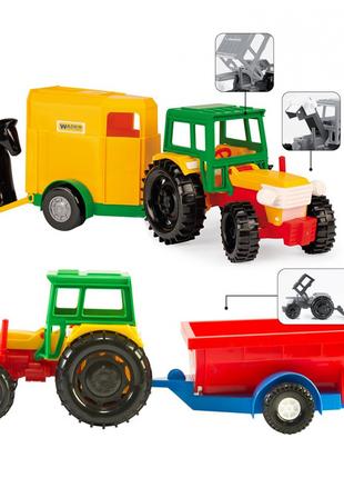 Трактор игрушечный с прицепом в коробке