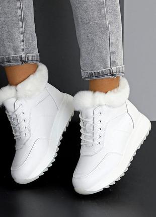 Белые зимние кроссовки, белые кожаные кроссовки, зимние кожаны...