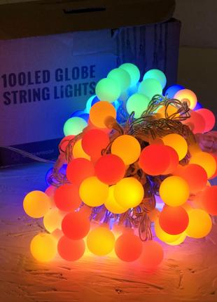 Светодиодные гирлянды шарика, 100 светодиодных мульти фонарей.