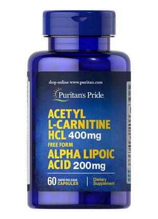 Витамины и минералы Puritan's Pride Acetyl L-Carnitine 400 mg ...