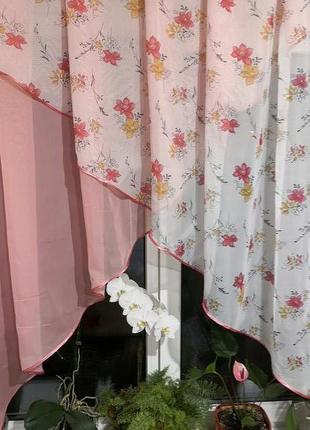 Занавеска штора тюль два угла цветы