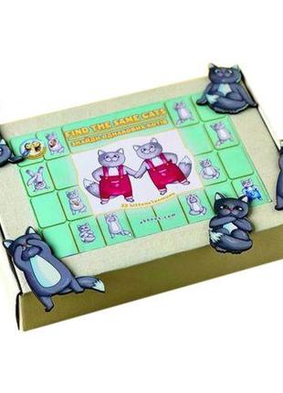 Деревянный игровой набор "Найди одинаковых котов"
