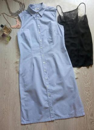 Натуральне блакитне плаття міді сорочка халат на ґудзиках із к...