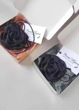 Чокер роза черная из искусственного шелка армани- 7 см