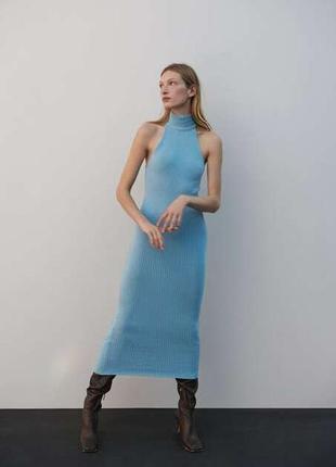 Шикарное теплое платье zara макси в рубчик /новая колекция