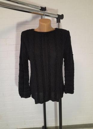 Черный вязаный свитер с широкими рукавами  massimo dutti