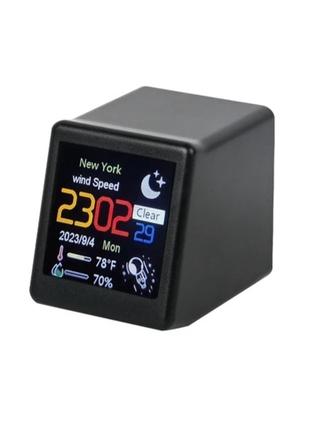 Умная мини-метеостанция с Wi-Fi LCD LED Digital Clock (черная)...