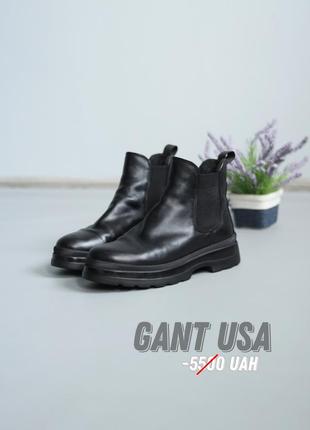 Gant женские кожаные ботинки челси черные на высокой пralph la...