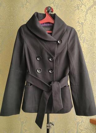 Двобортне чорне вовняне пальто vila clothes