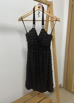 Черное мини платье с пайетками для танцев платья с волной для ...