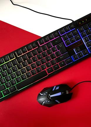 Набор игровая клавиатура и мышь с RGB подсветкой проводная.