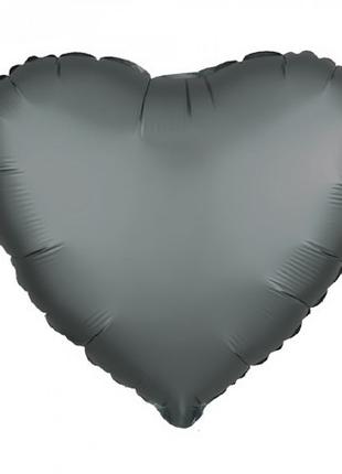 Шарик (45см) Сердечко серый матовый