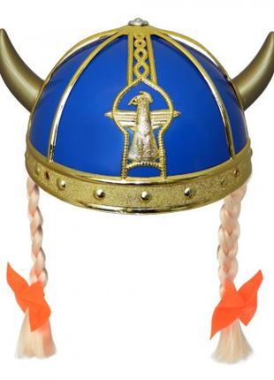 Шлем Викинга с косичками (синий)