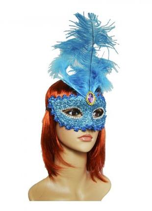 Венеціанська маска Летиція (30 см) блакитна