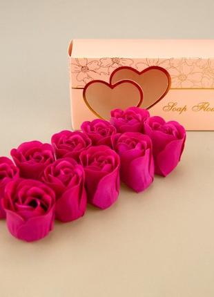 Подарочный набор Бутоны роз из мыла (малиновый)