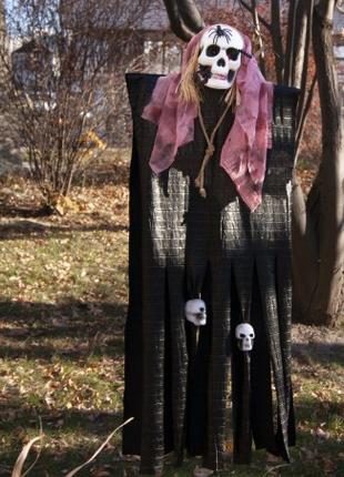 Декор для халавіну Смерть (130 см) чорний з рожевим 11676