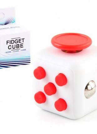 Кубик антистресс Fidget Cube (белый с красным)