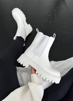 White leather tractor boots