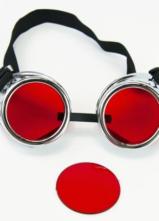 Цветное стекло к очкам Стимпанк Гогглы PC01 (красное) 1шт