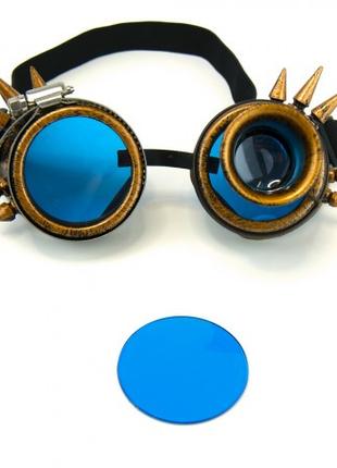 Цветное стекло к очкам Стимпанк Гогглы PC04 (синее) 1шт