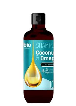 Шампунь для жінок і чоловіків 355мл Coconut Oil Omega 3 ТМ BION