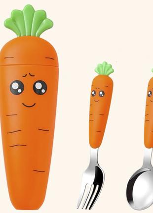 Набор для детей ложка и вилка Морковки Оранжевый
