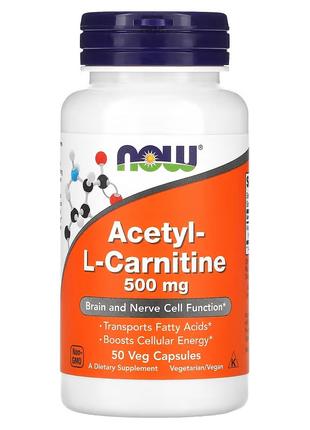 Ацетил Л-карнитин Now Foods Acetyl-L-Carnitine 500 мг 50 капсул