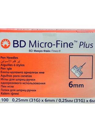 Голка для шприц-ручки BD Micro-Fine Plus розмір 31G, 0.25*6 мм, 1