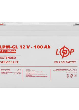 Аккумулятор гелевый 100 Ah (ампер-часов) LogicPower LPM-GL 12V