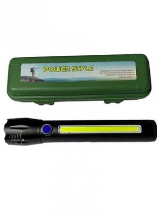 Ручной аккумуляторный фонарик с боковым диодом Power style MX-...