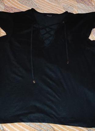 Блузка, кофточка черная mohito с коротким рукавом на завязках