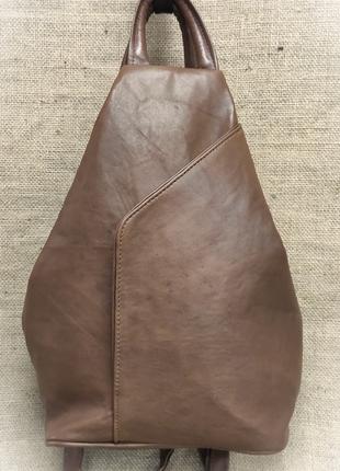 Рюкзак сумка кожаная женская стильная коричневая (Турция)