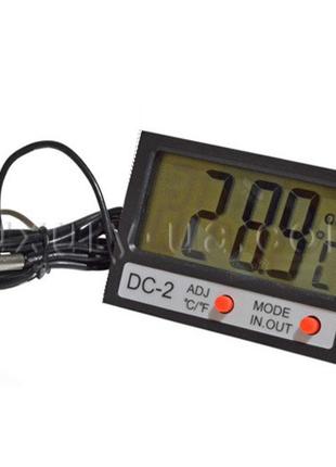 Термометр цифровой с выносным датчиком и часами питание от бат...