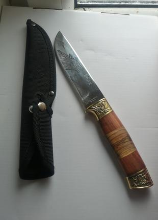 Нож армейский охотничий "Волк" с гравировкой и чехлом