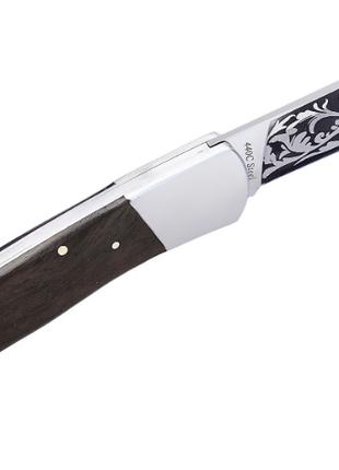 Нож складной с крупной металлической и деревянной рукояткой,с ...