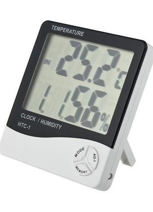 Термометр электронный с гигрометром, часами, будильником и кал...