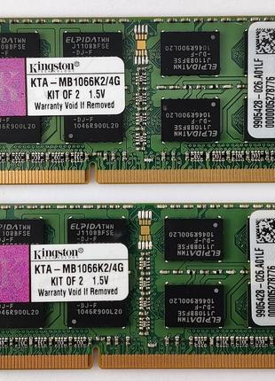 Комплект оперативной памяти SODIMM Kingston DDR3 4Gb (2*2Gb) 1...